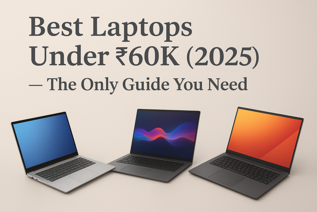 Best laptops under ₹60K 2025 comparison showing top models with modern designs and full HD displays