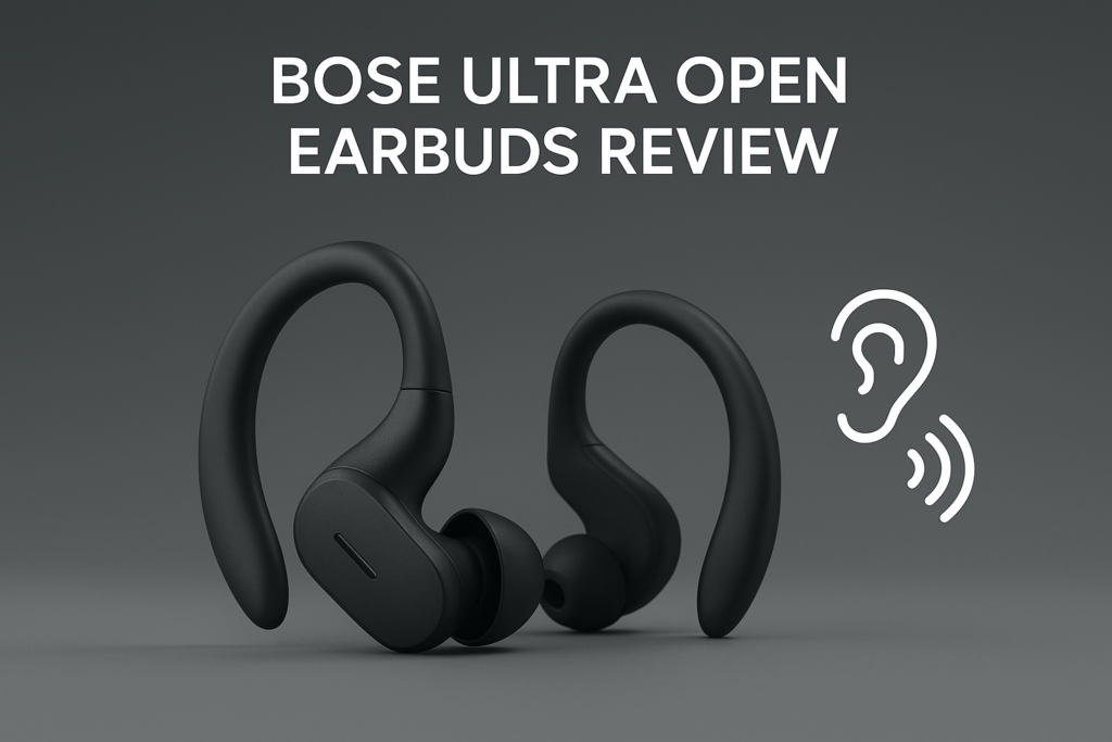 Bose Ultra Open Earbuds 2025 model placed on a clean desk with open-ear design visible