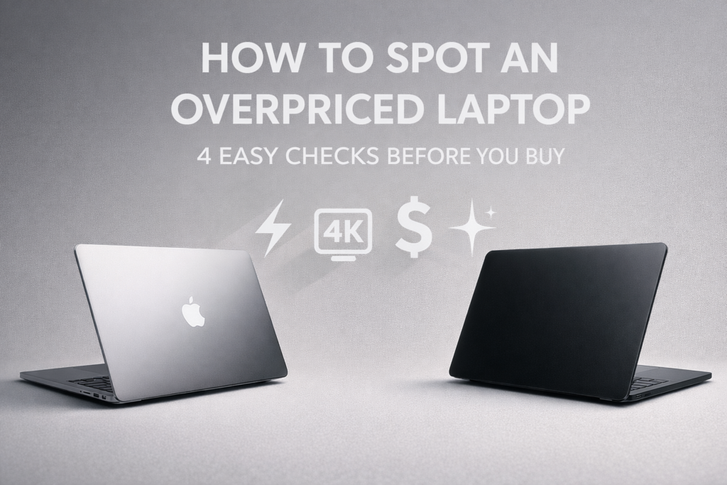 Overpriced laptop comparison showing specs, branding, and real-world value differences