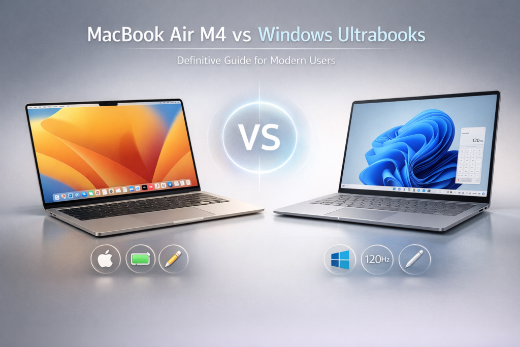 MacBook Air M4 vs Windows ultrabooks comparison for performance and workflow