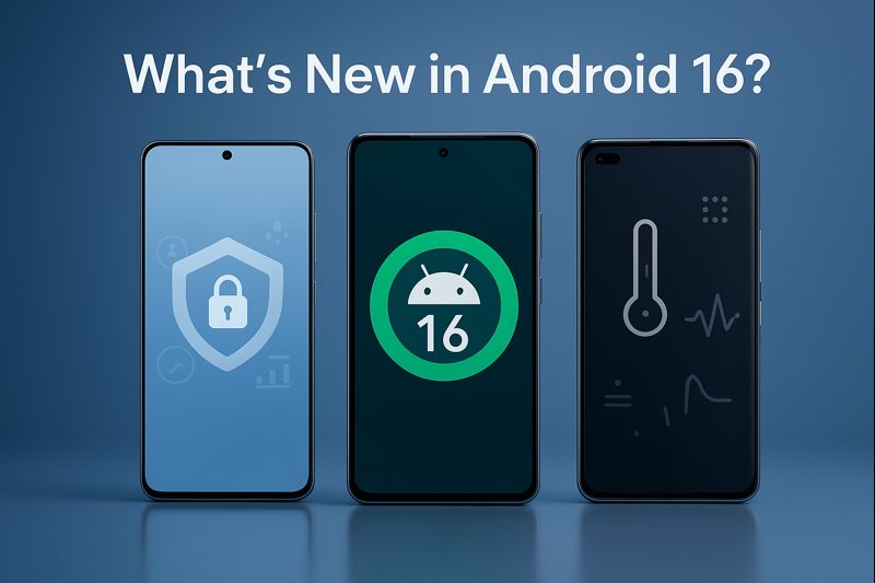 Android 16 update interface showcasing new performance, privacy, and thermal-intelligent features
