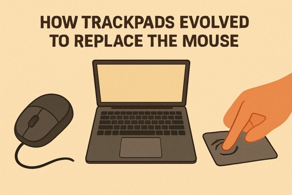 Modern laptop trackpads with a large glass surface and haptic feedback design.