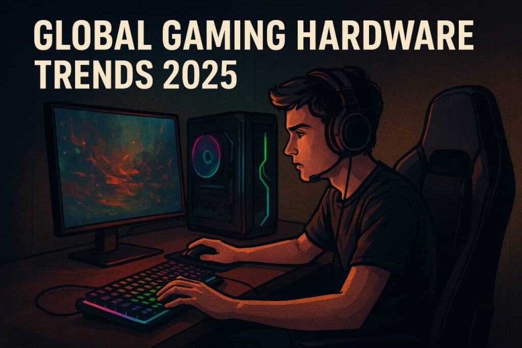 High-end gaming peripherals and RGB-lit setups representing global gaming hardware trends 2025
