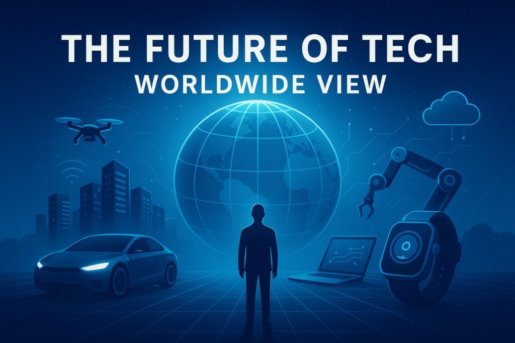 future tech innovations 2025 showing AI devices, smart materials, autonomous ecosystems, and global connectivity transforming daily life