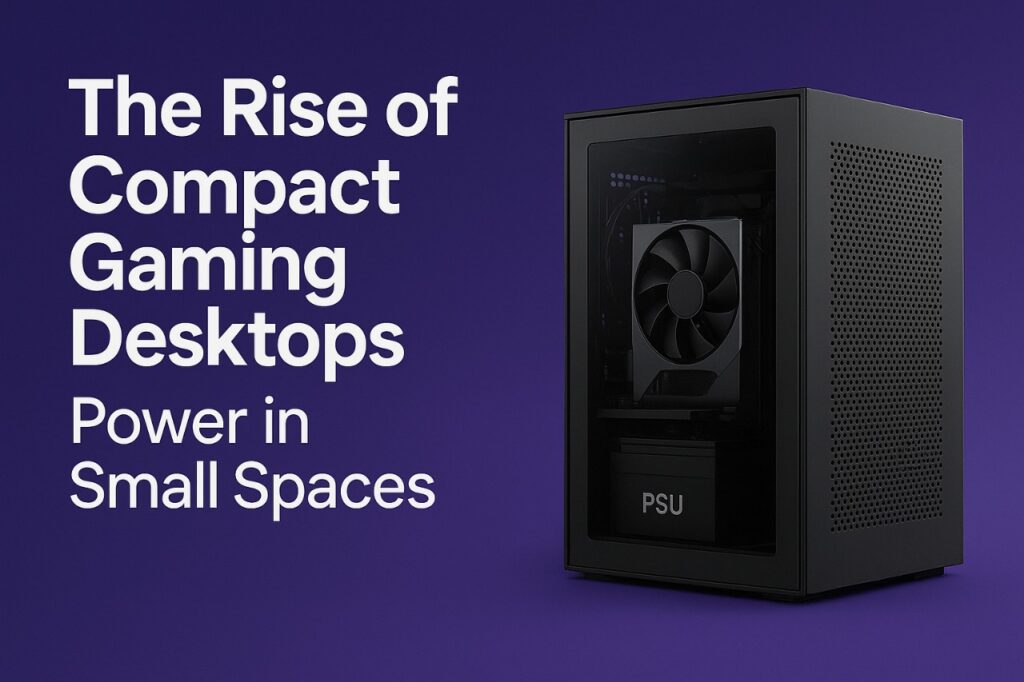 Compact gaming desktop setup showcasing powerful small-form-factor performance in 2025