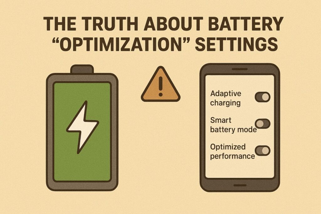 Battery optimization breakdown graphic showing settings, trade-offs, and real effects on performance and battery life.