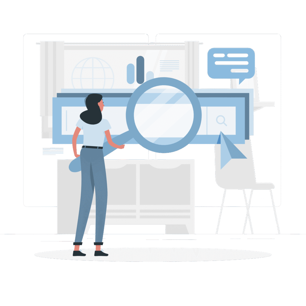 Illustration showing secure data collection and analytics process representing Vibetric’s privacy policy
