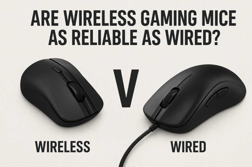 Wireless vs wired gaming mouse comparison showing design, ergonomics, and performance features