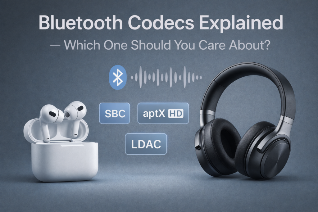 Bluetooth audio codecs comparison showing SBC, AAC, aptX, and LDAC sound quality differences