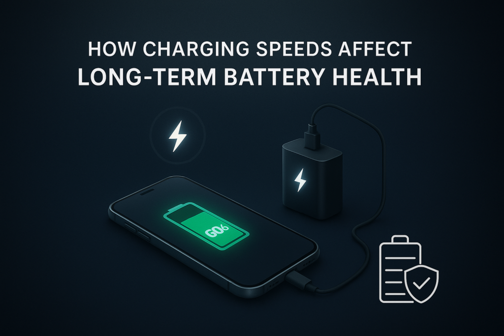 Fast charging battery health comparison showing how charging speeds affect long-term battery life in 2025 smartphones