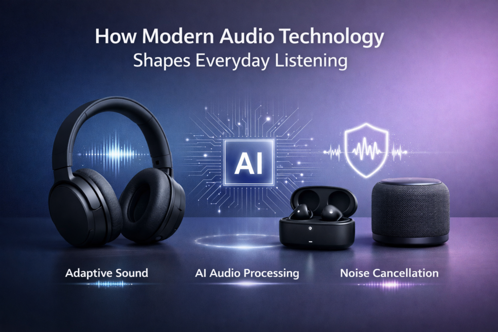 Audio technology trends in 2025 Modern headphones and speakers with adaptive sound