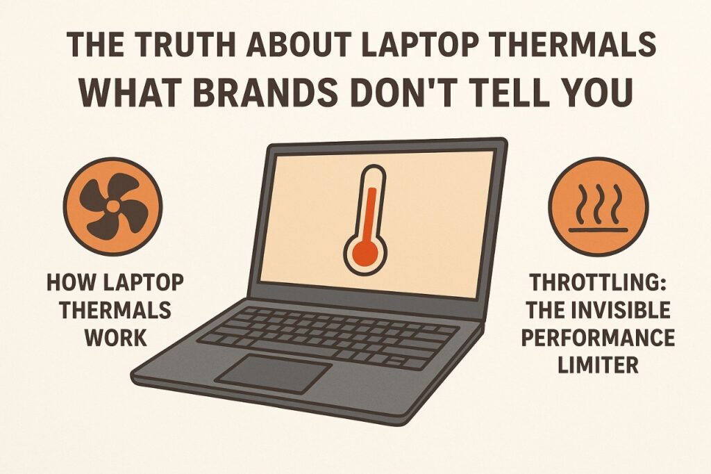 Laptop with cooling vents and fans, highlighting laptop thermals’ critical role in performance, efficiency, and design in 2025.