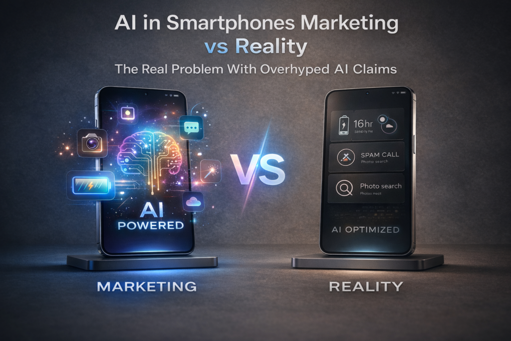 AI in smartphones marketing vs reality illustrated through everyday phone usage