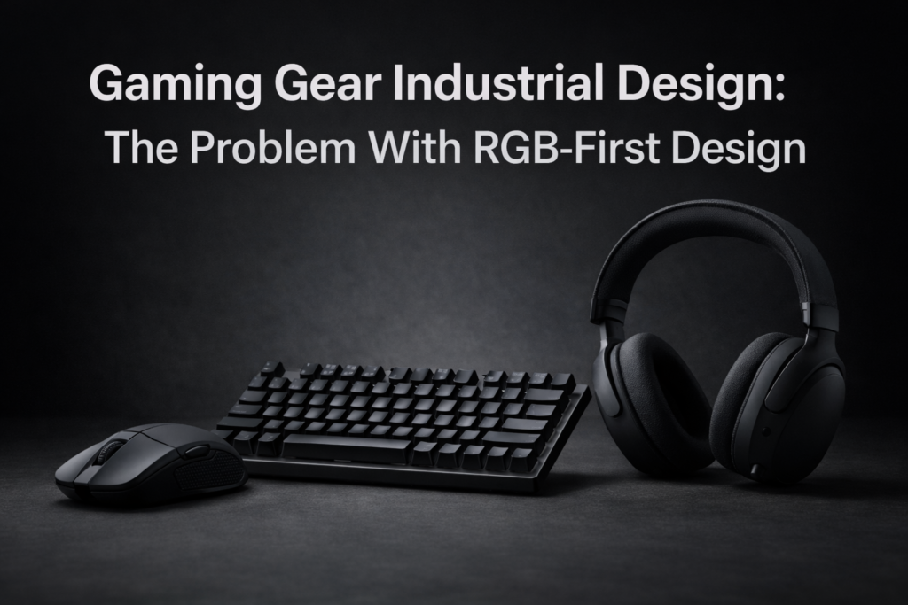 Gaming gear industrial design focusing on shape, materials, and ergonomics