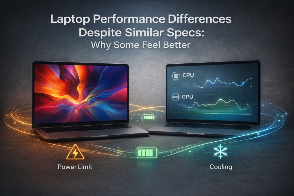 Laptop performance differences despite similar specs caused by power and thermal design