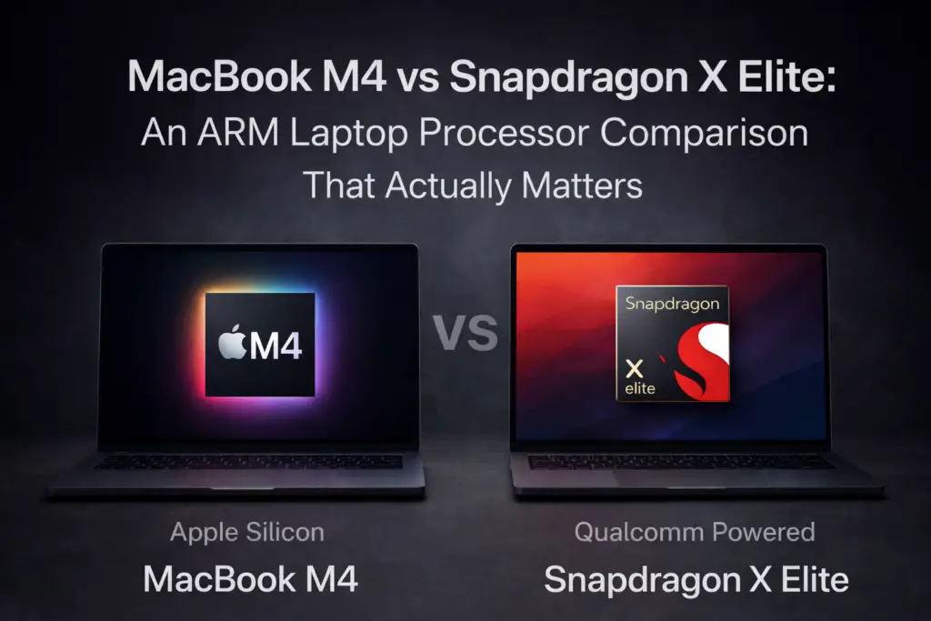 ARM laptop processor comparison between MacBook M4 and Snapdragon X Elite