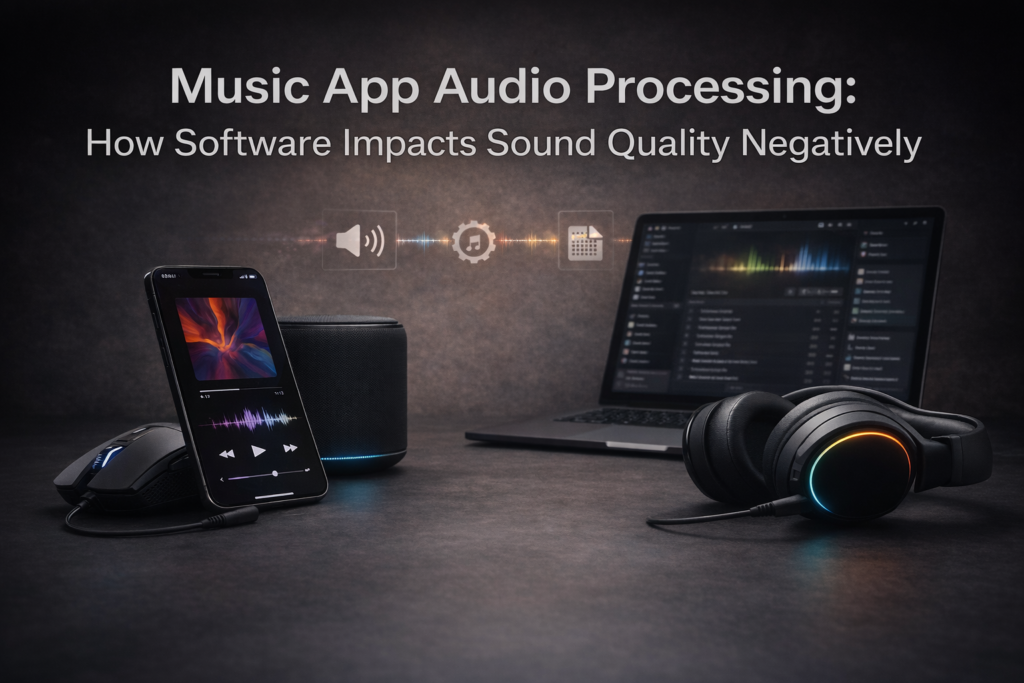 Music app audio processing affecting how headphones reproduce sound