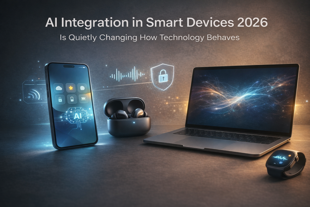 AI integration in smart devices 2026 showing intelligence embedded into sensors and system design