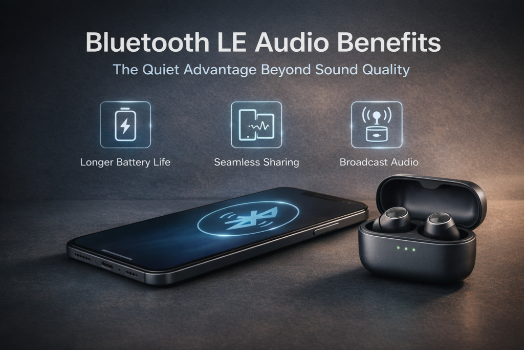 Bluetooth LE Audio benefits improving battery life, stability, and audio sharing