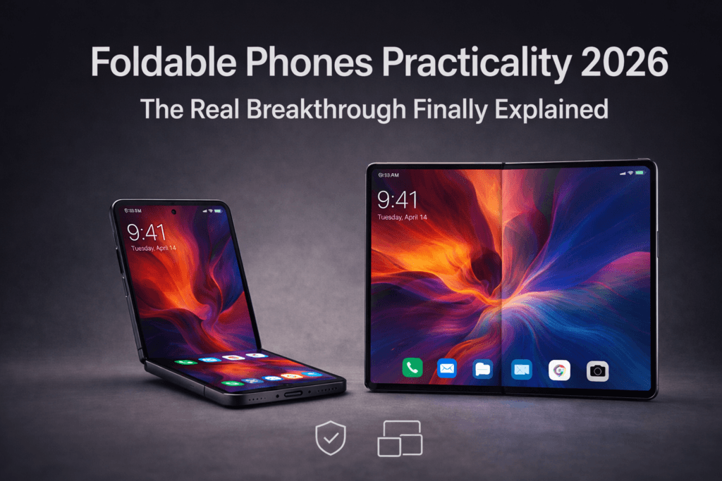 Foldable phones practicality 2026 showing improved hinge durability and multitasking display