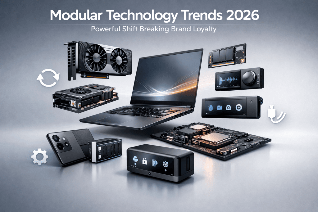 modular technology trends 2026 interchangeable device modules workstation setup
