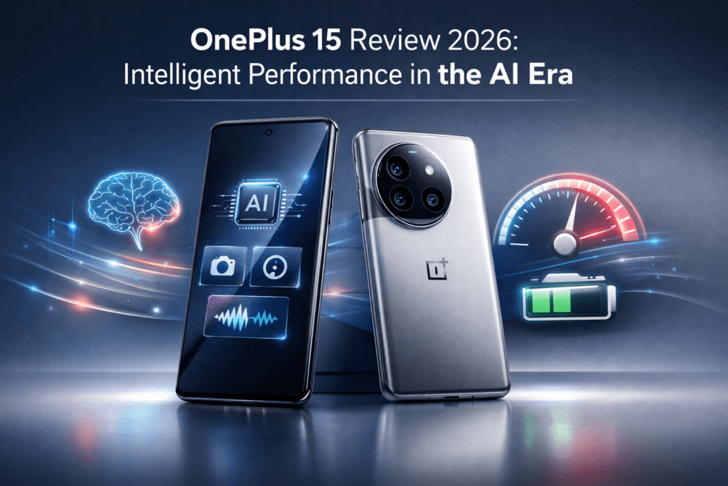 OnePlus 15 flagship smartphone showcasing AI-driven performance architecture