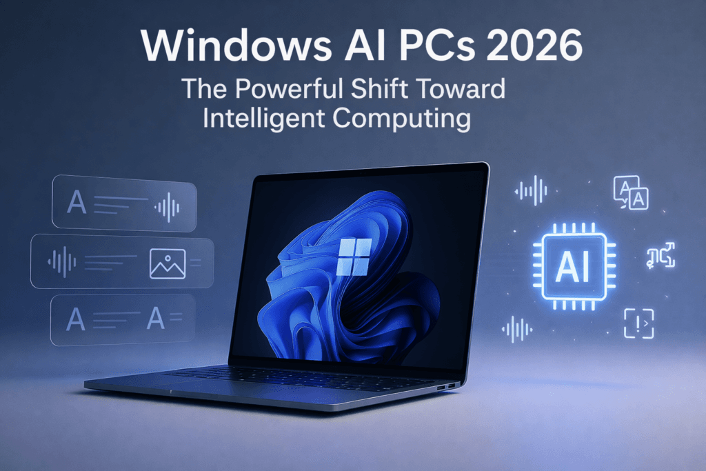 Windows AI PCs 2026 laptop architecture showing CPU, GPU, and integrated NPU design