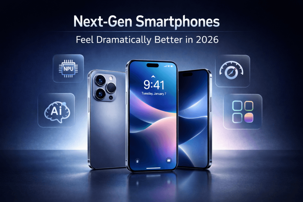 Next-gen smartphones in 2026 feel different not because of major hardware changes, but due to advanced silicon architecture, AI processing, and system-level optimization. These improvements reduce latency, eliminate performance bottlenecks, and create a smoother, more consistent user experience that isn’t reflected in traditional spec sheets.