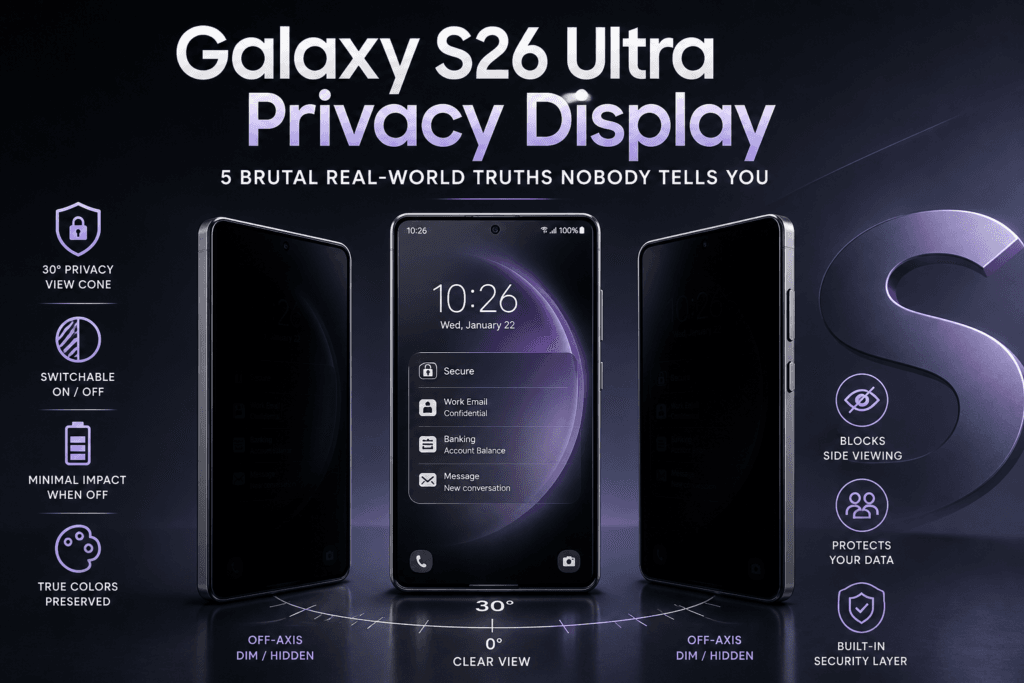 Galaxy S26 Ultra privacy display activated in public